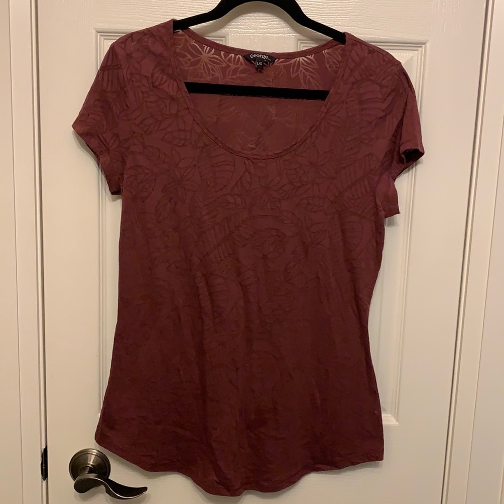3/$15 George Burgundy Sheer T-Shirt